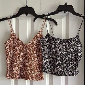 2 GAZE Floral Crop Tank Tops Women's Size XS